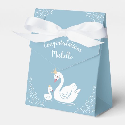 Vintage Baby shower Swan Bedankdoosjes (Voorkant Zijde)