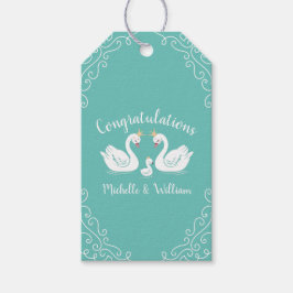 Vintage Baby shower Swan Cadeaulabel