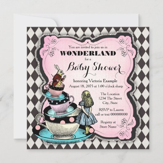 Vintage Baby shower Wonderland Kaart (Voorkant)