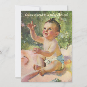 Vintage babyfeest, kind kinderen meisje meisjesach kaart