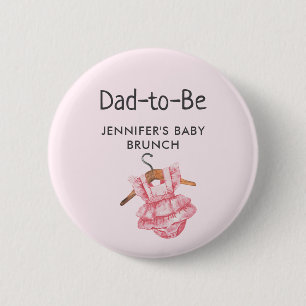 Vintage babyjurk shower/brunch voor toekomstige va ronde button 5,7 cm