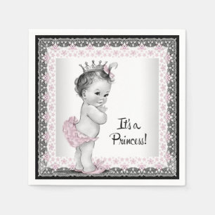 Vintage babymeisje feest servet