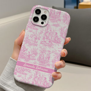 Vintage babyroze toile de jouy bedrukt iPhone 16 hoesje