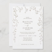 Vintage Baby's Breath Delicate Wildflower Wedding Kaart (Voorkant)