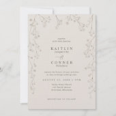 Vintage Baby's Breath Wildflower Beige Wedding Kaart (Voorkant)