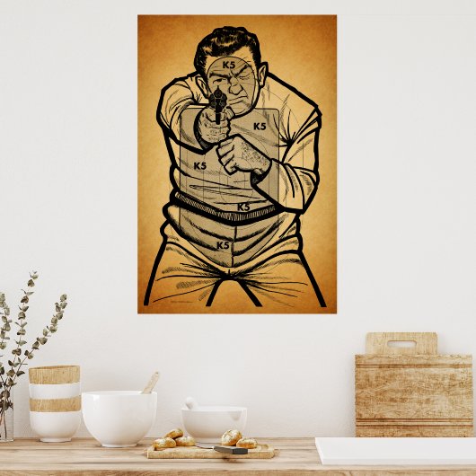 Vintage Bad Guy Target Poster (Keuken)