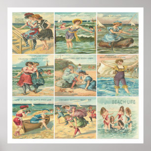 Vintage Bademeisjes Poster