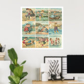 Vintage Bademeisjes Poster (Thuiskantoor)