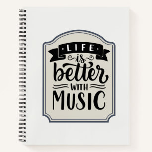 Vintage Badge Minimal Notitieboek Journaal   muzie