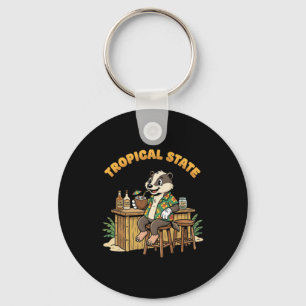 Vintage Badger Tiki Bar Tropische Staat Retro Sleutelhanger
