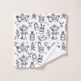Vintage Badkamer Decoratie - Wit/Zwart Bad Handdoek