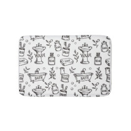 Vintage Badkamer Decoratie - Wit/Zwart Badmat