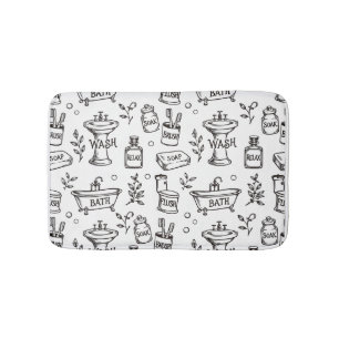 Vintage Badkamer Decoratie - Wit/Zwart Badmat