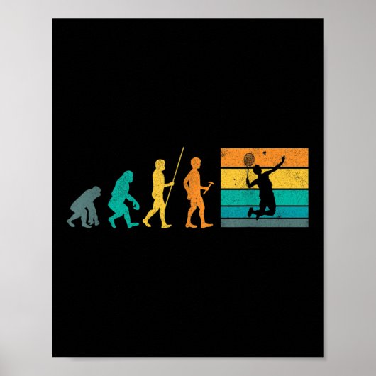 Vintage Badminton Evolutie Shuttle Retro Badminton Poster (Voorkant)