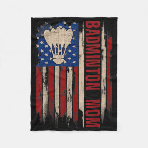 Vintage Badminton Moeder Amerikaanse Vlag Funny Sp Fleece Deken