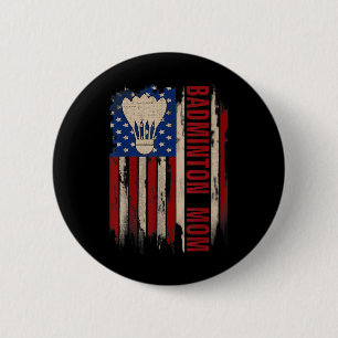 Vintage Badminton Moeder Amerikaanse Vlag Funny Sp Ronde Button 5,7 Cm