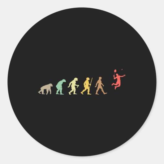 Vintage Badminton Retro Shuttle Evolutie  Ronde Sticker (Voorkant)