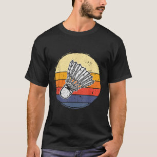 Vintage Badminton Shuttle Retro Zonsondergang Vers T-shirt