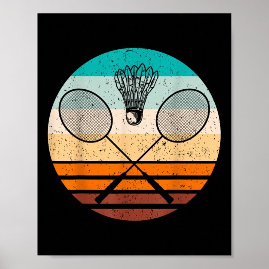 Vintage Badmintonspeler Badminton Poster (Voorkant)