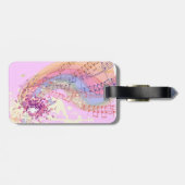 Vintage Bagagelabel Fan Lady Music & Flowers (Achterkant horizontaal)