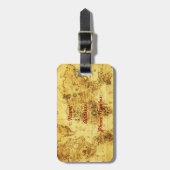 Vintage bagagelabel oude wereldkaart (Voorkant verticaal)