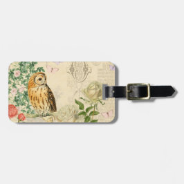 Vintage bagagelabel van Floral met mooi roos