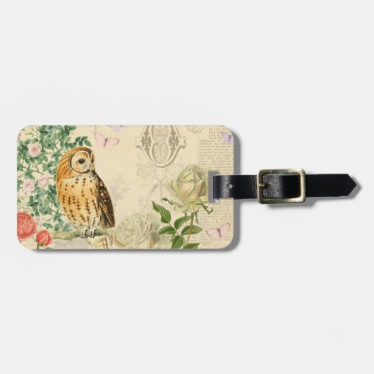 Vintage bagagelabel van Floral met mooi roos (Voorkant horizontaal)