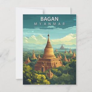 Vintage Bagan Myanmar Reizen Briefkaart