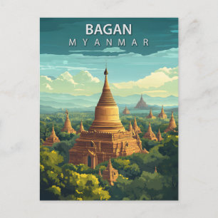 Vintage Bagan Myanmar Reizen Briefkaart