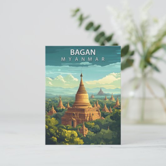 Vintage Bagan Myanmar Travel Briefkaart (Staand voorkant)