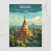 Vintage Bagan Myanmar Travel Briefkaart (Voorkant)