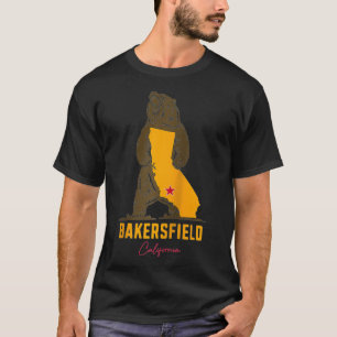 Vintage Bakersfield California Bear Map Flag Souve T-shirt