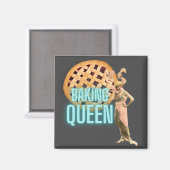 Vintage Baking Queen op grijs Magneet (Voorkant / Achterkant)