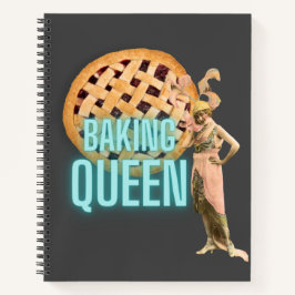 Vintage Baking Queen op grijze recepten Notitieboek