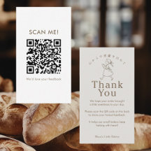 Vintage bakkerij meisje Laat een review QR-code ac