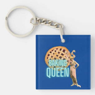 Vintage Bakkoningin op Blauwe Achtergrond Sleutelhanger
