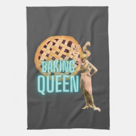 Vintage Bakkoningin op Grijs  Theedoek