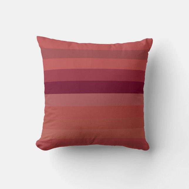 Vintage Baksteen Rood Horizontale Strepen  Kussen (Voorkant)