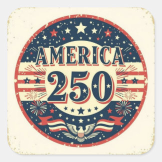 Vintage Bald eagle America 250th artwork Vierkante Sticker
