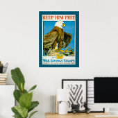 Vintage Bald Eagle Savings Bonds War Poster (Thuiskantoor)