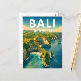 Vintage Bali-ansichtkaart – Kelingking-klifkust Briefkaart