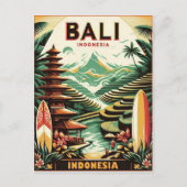 Vintage Bali Indonesia Travel Briefkaart (Voorkant)