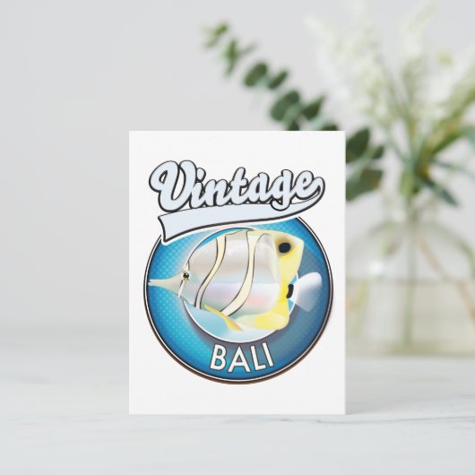 Vintage Bali retro logo Briefkaart (Staand voorkant)