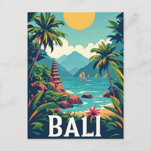 Vintage Bali-tempellandschap Tropische vakantie De Briefkaart