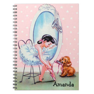Vintage Ballerina Afbeelding notebook Notitieboek