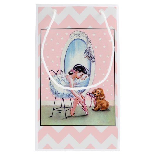 Vintage Ballerina Gift Bag Klein Cadeauzakje (Achterkant)