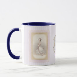 Vintage Ballerina Koffiemok in Zachte Lila & Blauw Mok