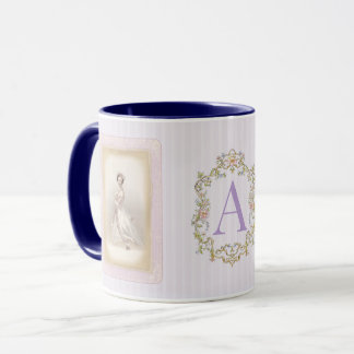 Vintage Ballerina Koffiemok in Zachte Lila & Blauw Mok