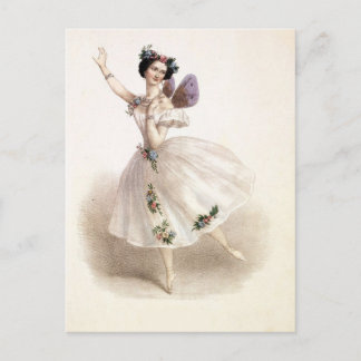 Vintage Ballerina met vleugelvleugels Briefkaart