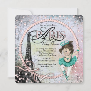 Vintage Ballerina Parijs Baby Shower Kaart